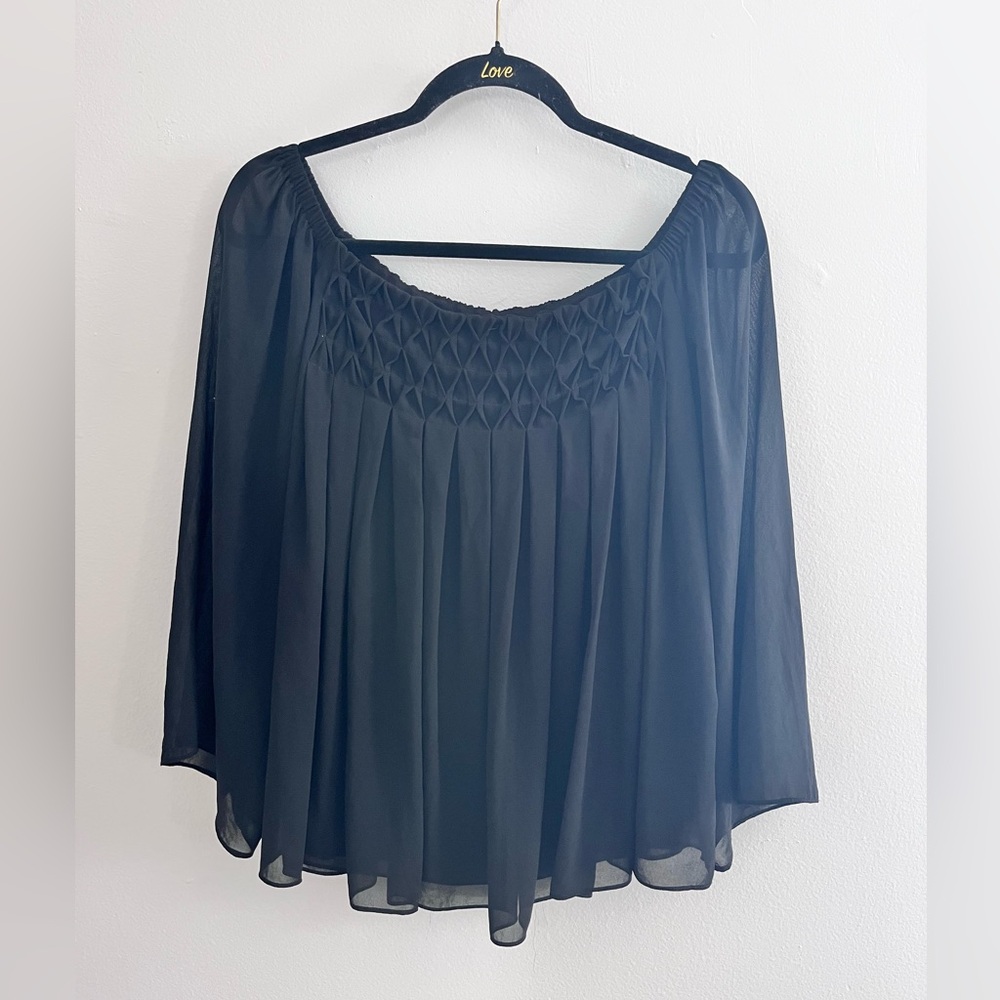 BAILEY/44 Black Off The Shoulder Peasant Top